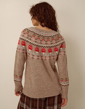 Mia Mushroom Fair Isle Jumper, Mink (MINK), large