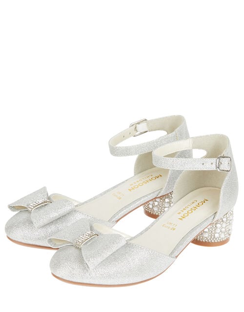 Carly Sparkle Bow Shoes Silver | Girls' Flat Shoes | Monsoon UK.