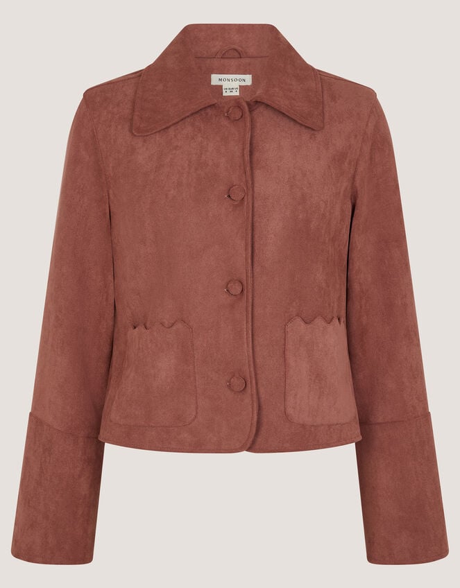 Sierra Scallop Suedette Jacket, Pink (ROSE), large