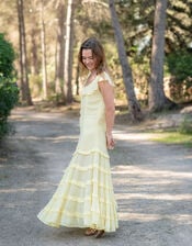 Lyrical Sisters Frill Tiered Maxi Dress, Yellow (YELLOW), large