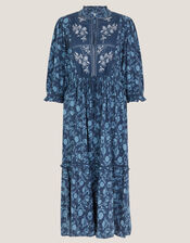 Sofia Floral Print Jersey Midi Dress, Blue (BLUE), large