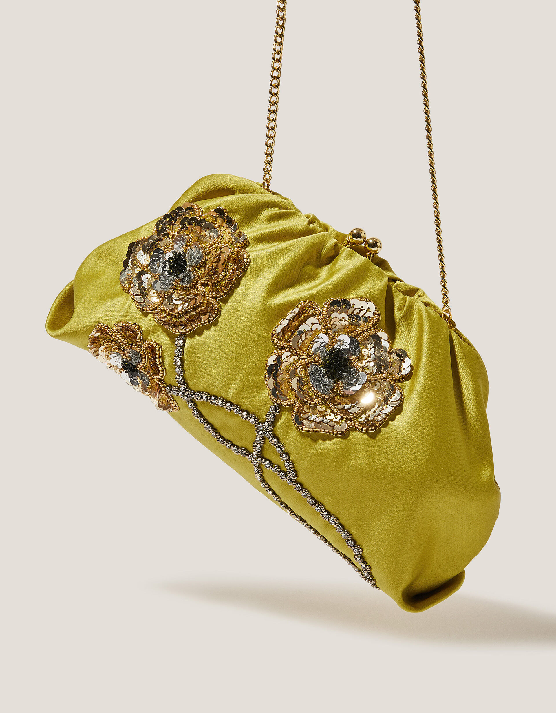 Sora Embellished Satin Clutch Bag