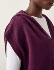 Holly Hooded Knitted Vest, Red (BERRY), large