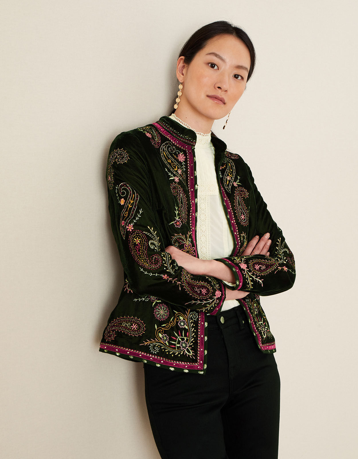 Velvet clearance embroidered jacket