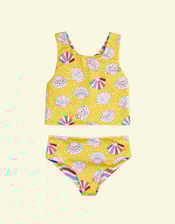 Frugi Tegan Printed Reversible Tankini Set, Yellow (YELLOW), large