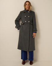 Faye Wool Blend Double Breasted Coat, Grey (GREY), large