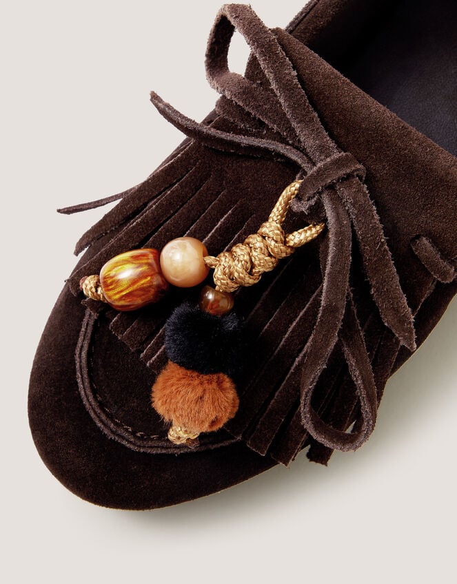 Tabitha Suede Moccasin Loafers, Brown (CHOCOLATE), large