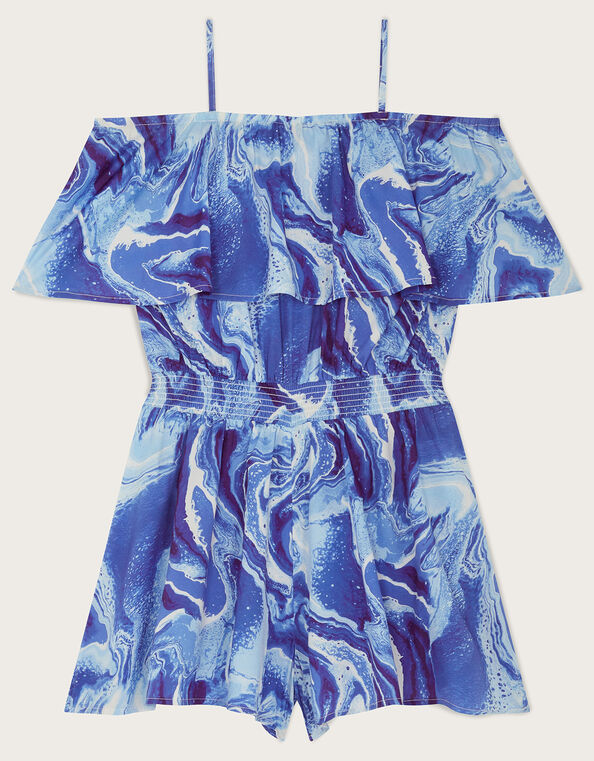 Marble Frill Playsuit, Blue (BLUE), large