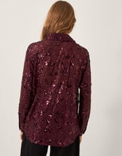Seema Sequin Shirt, Purple (AUBERGINE), large