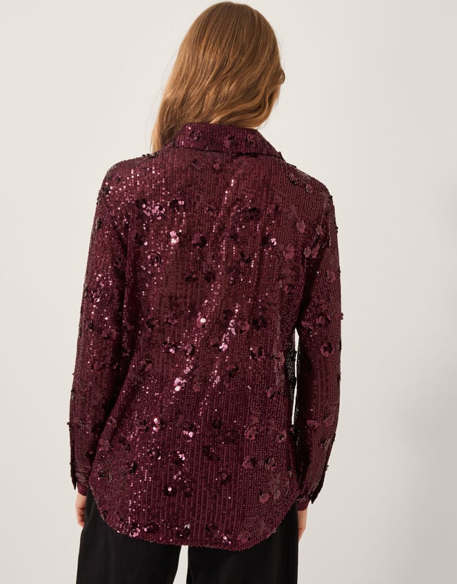 Seema Sequin Shirt, Purple (AUBERGINE), large