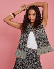 Maison Hotel Fernanda Stripe Waistcoat, Blue (NAVY), large