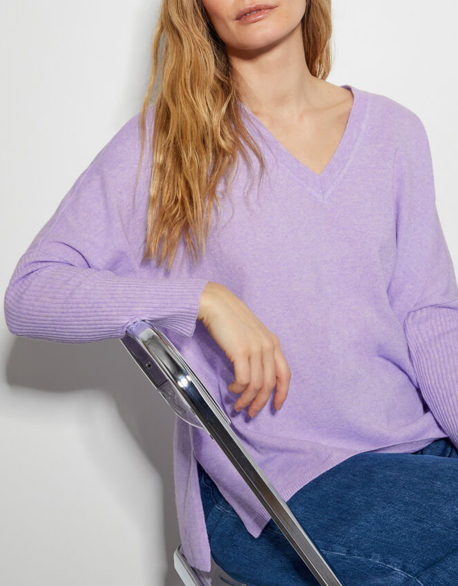 Vicki V-Neck Jumper, Purple (LILAC), large