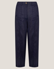 Jolie Regular Linen Wide Leg Trousers, Blue (NAVY), large