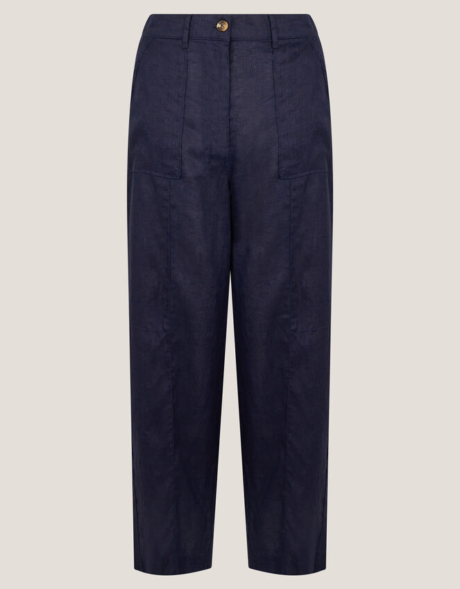 Jolie Regular Linen Wide Leg Trousers, Blue (NAVY), large