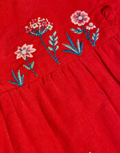 Baby Cord Floral Woodland, Red (RED), large