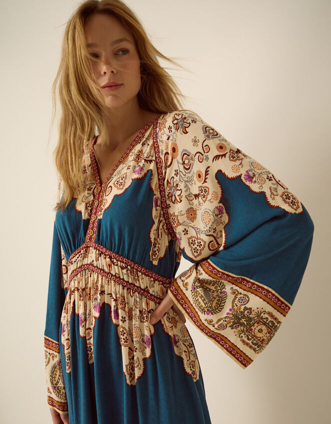 boho teal dress Alexandra Floral Print Midi | Day Dresses Unique 2026 Wedding Dresses Jackets and Coats Size:46 Long Jacket Pullover Adjustable spaghetti straps