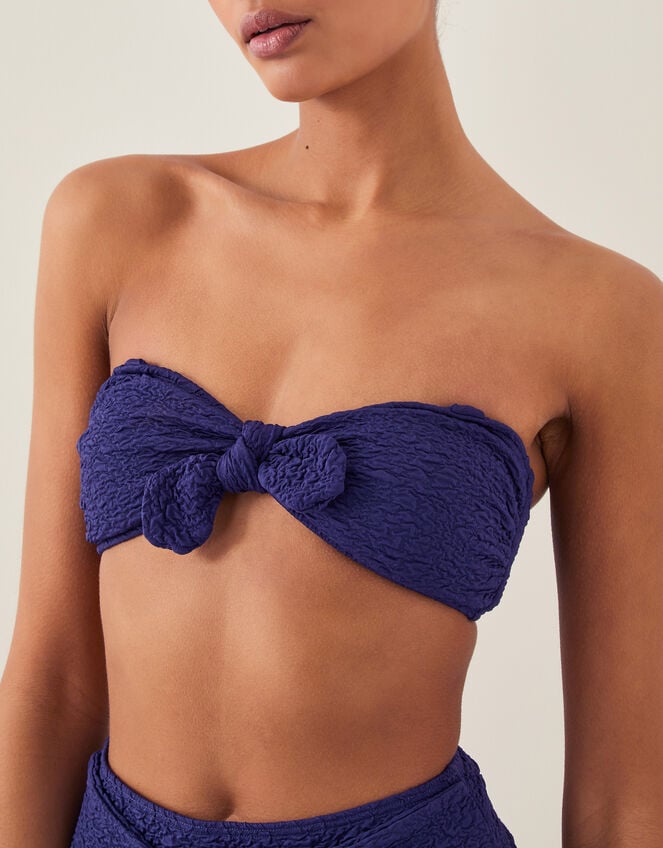 Kyla Tie Front Bandeau Bikini Top, Blue (NAVY), large