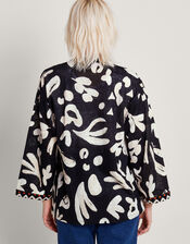 Rosa Print Linen Cover Up, Black (BLACK), large