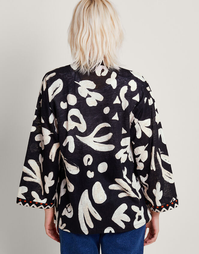 Rosa Print Linen Cover Up, Black (BLACK), large