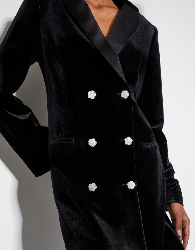 Valery Velvet Blazer Dress, Black (BLACK), large