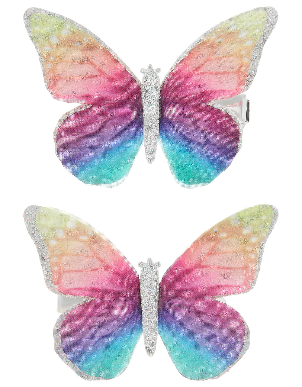 Rainbow Glitter Butterfly Hair Clips Girls Hair Accessories Monsoon UK.