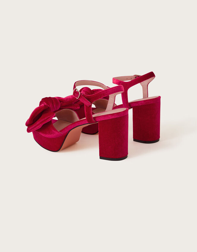 Velvet Bow Platform Heels Red