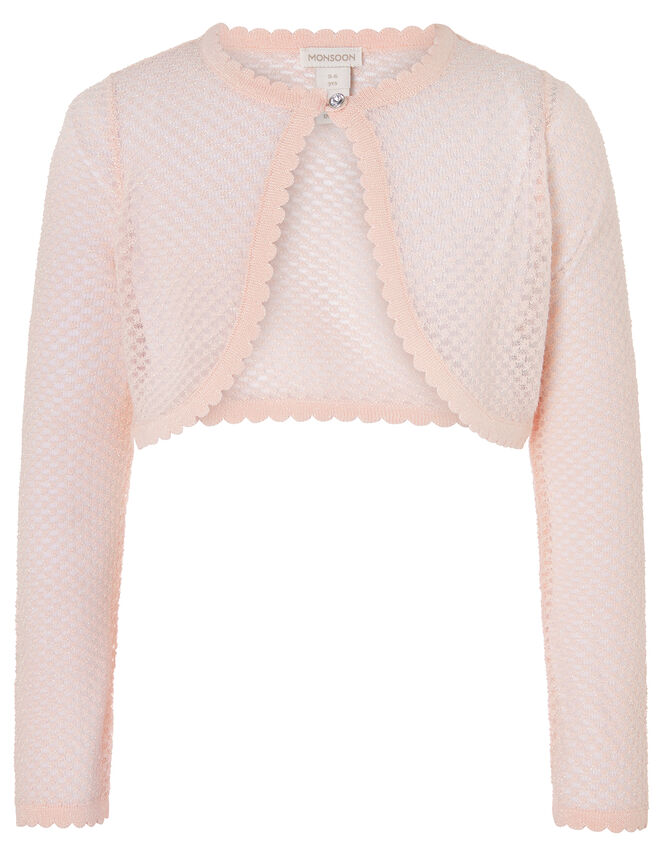 Gracie Shimmer Cropped Cardigan, Pink (PINK), large