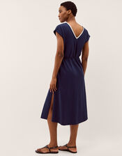 Tara V-Neck Midi Kaftan Dress, Blue (BLUE), large