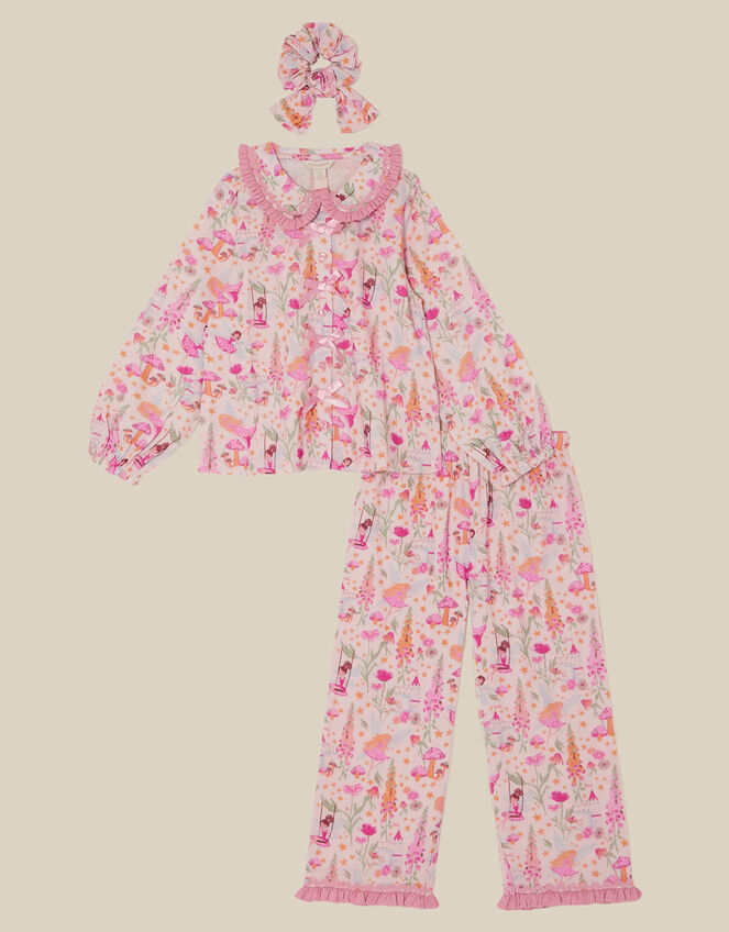 Fairy Garden Long Pyjamas & Scrunchie Set, Pink (PINK), large