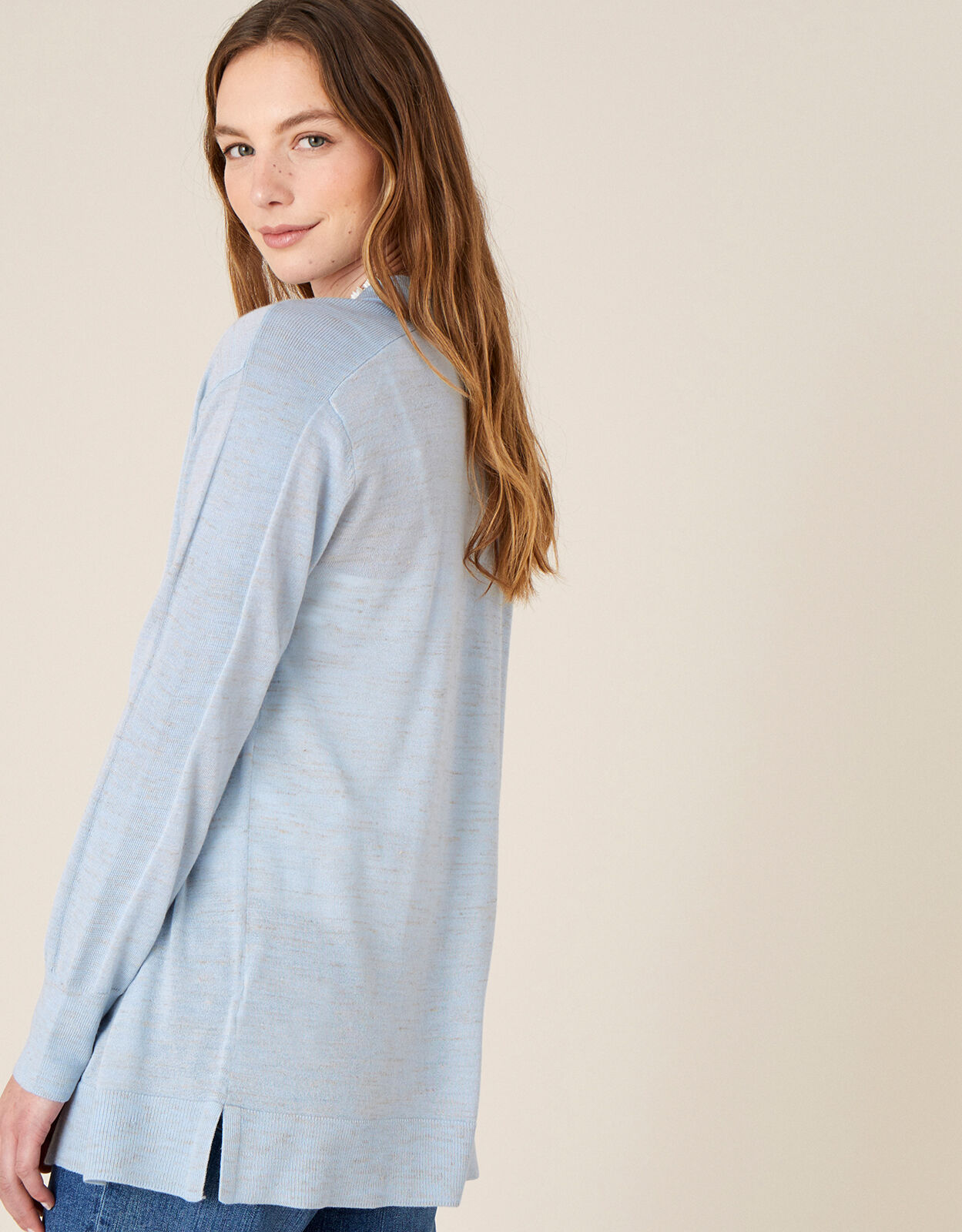 Waterfall Cardigan in Linen Blend Blue
