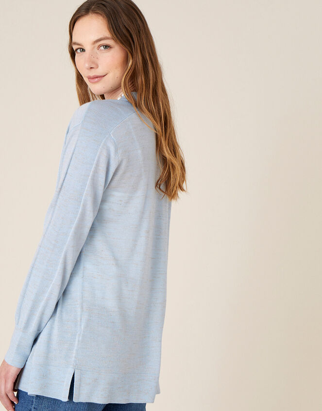 Waterfall Cardigan in Linen Blend , Blue (BLUE), large