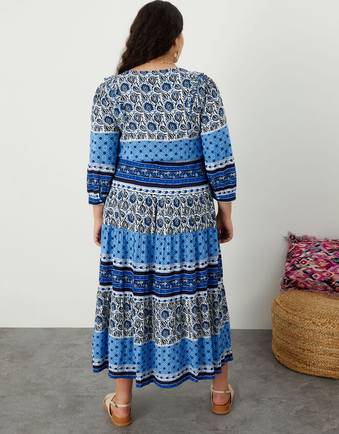 Heritage Border Stripe Print Dress, Blue (BLUE), large