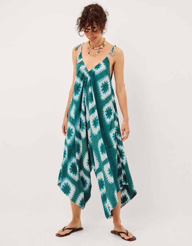Malia Artisanal Print Culotte Jumpsuit Teal
