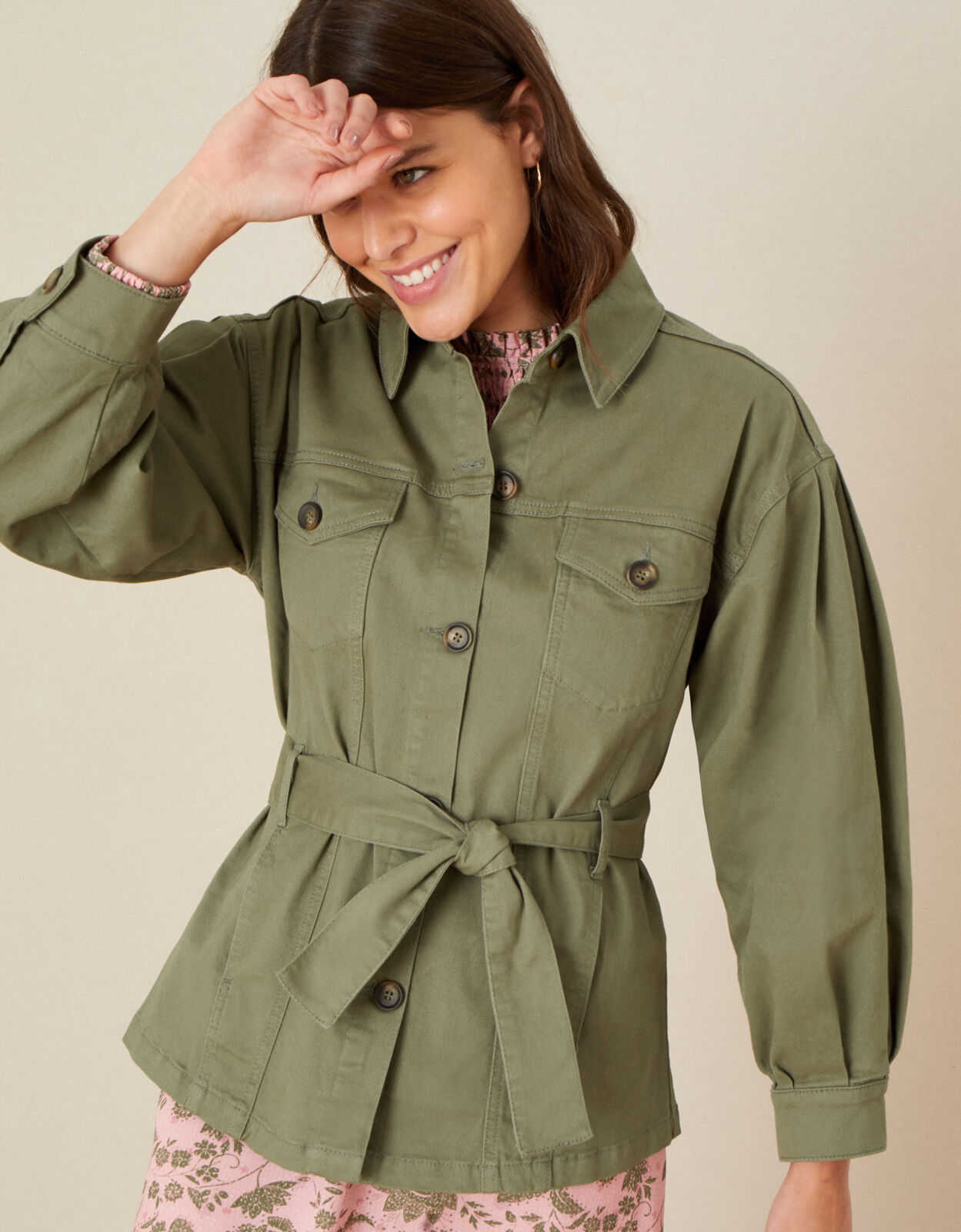 Aisha Cargo Military Jacket Green 