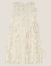 Jazzy Shimmer Scallop Frill Dress, Gold (GOLD), large