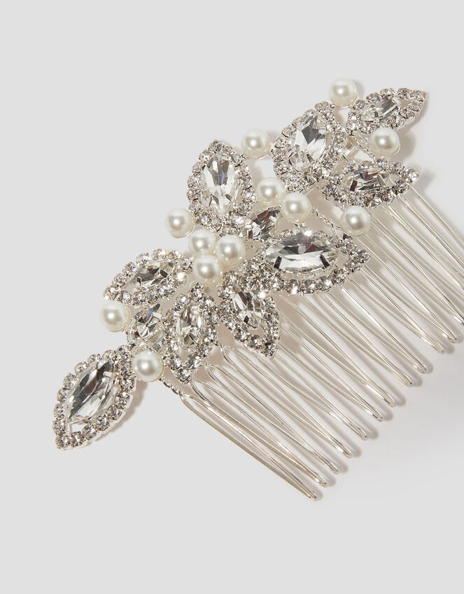 Floral Embellished Hair Comb Clip, , large