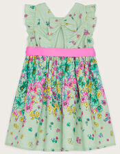 Baby Jacquard Placement Floral Dress, Green (MINT), large