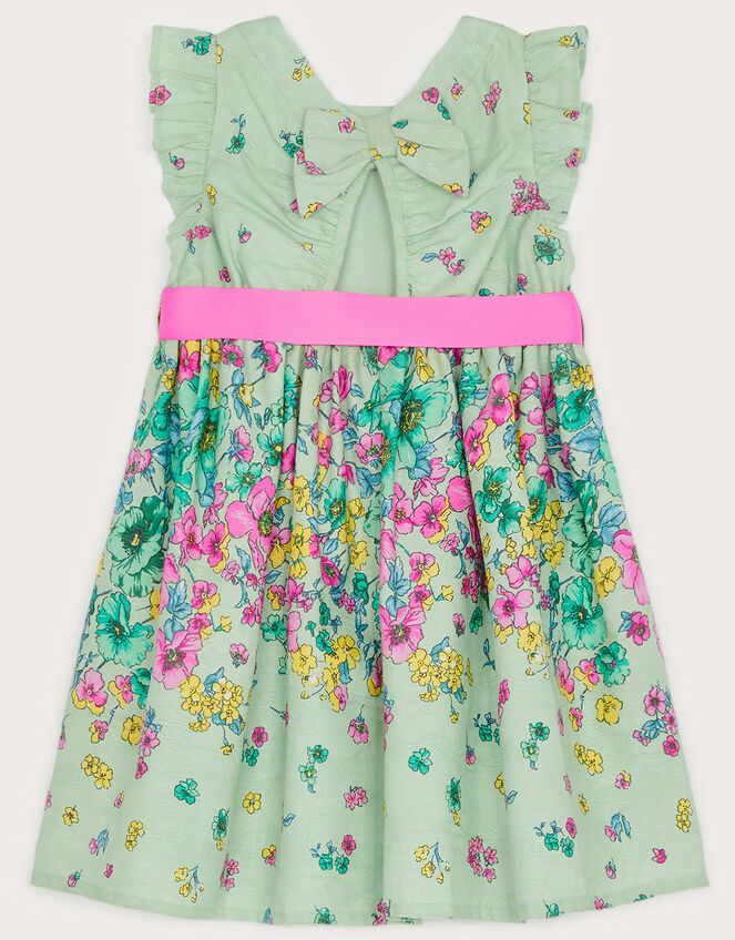 Baby Jacquard Placement Floral Dress, Green (MINT), large