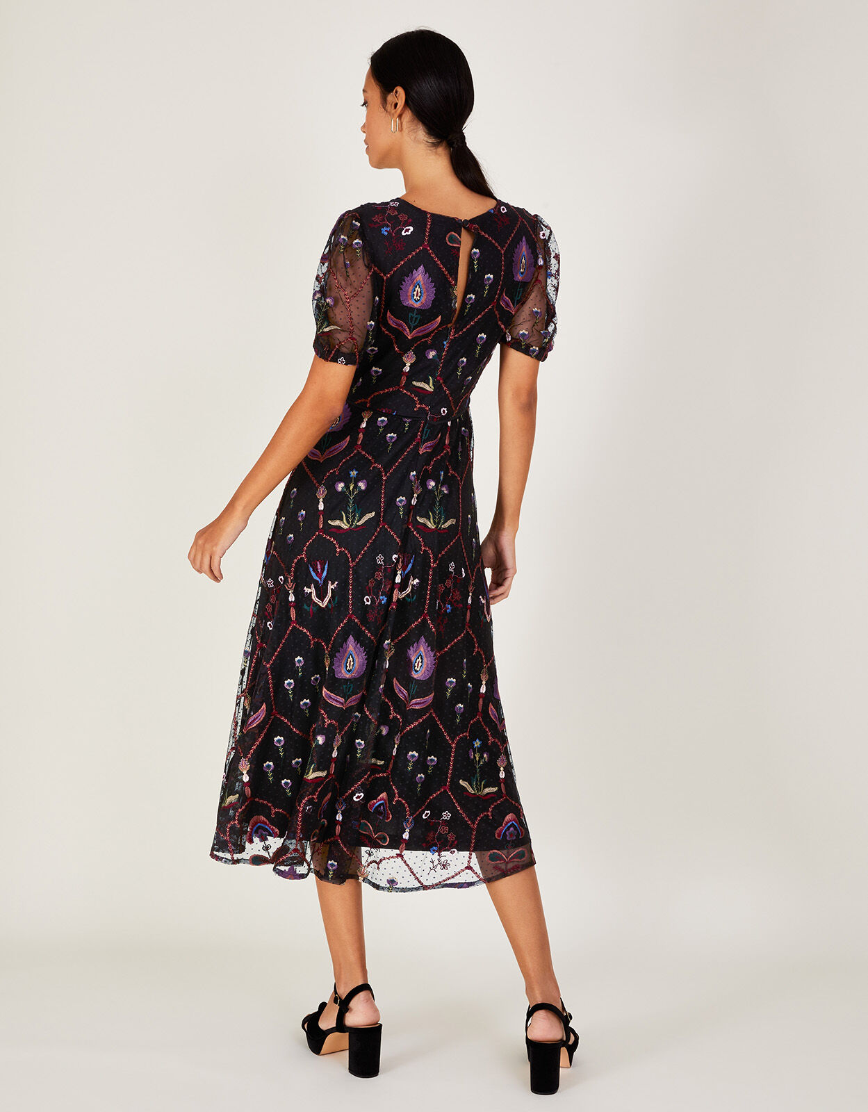 Black flower midi dress hotsell