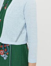 Pandora Pointelle Shrug in Linen Blend, Blue (BLUE), large
