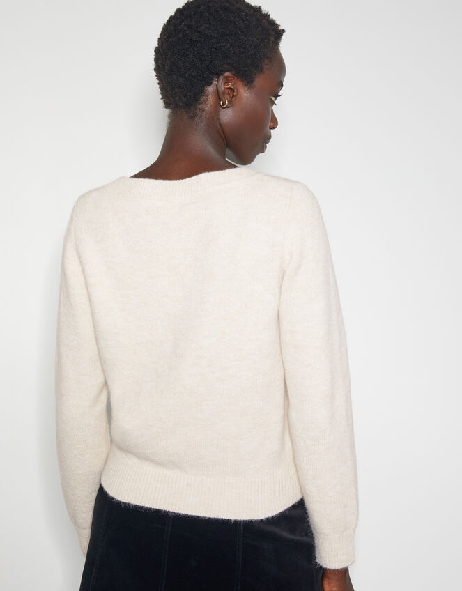 Mal Glitter Bow Jumper, Ivory (IVORY), large