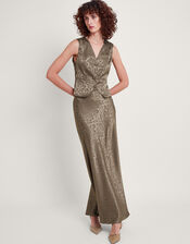 Amelia Print Satin Waistcoat, Brown (MOCHA), large