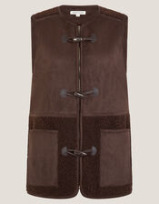 Teri Borg Duffle Gilet, Brown (CHOCOLATE), large