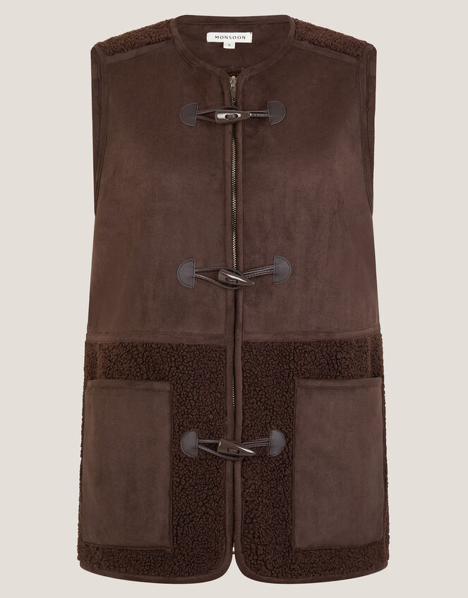 Teri Borg Duffle Gilet, Brown (CHOCOLATE), large