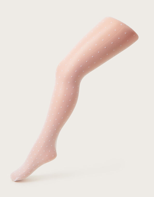 Semi-Sheer Spotty Tights, White (WHITE), large