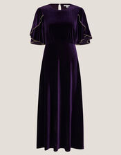 Cecelia Velvet Cape Midi Dress, Purple (PURPLE), large