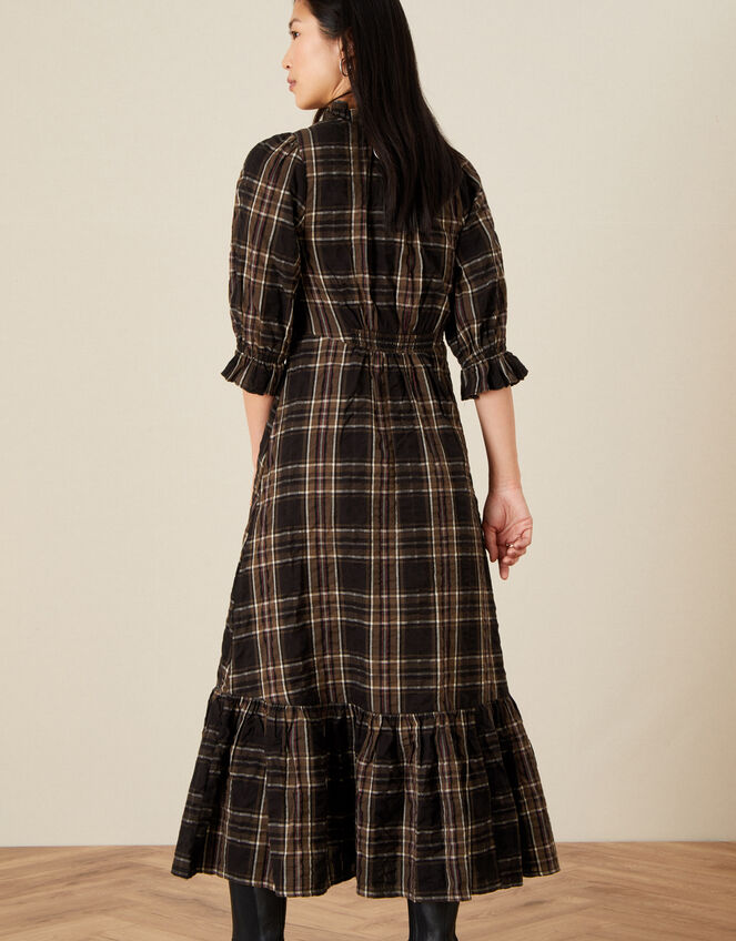 Dayana Check Tiered Hem Dress, Black (BLACK), large
