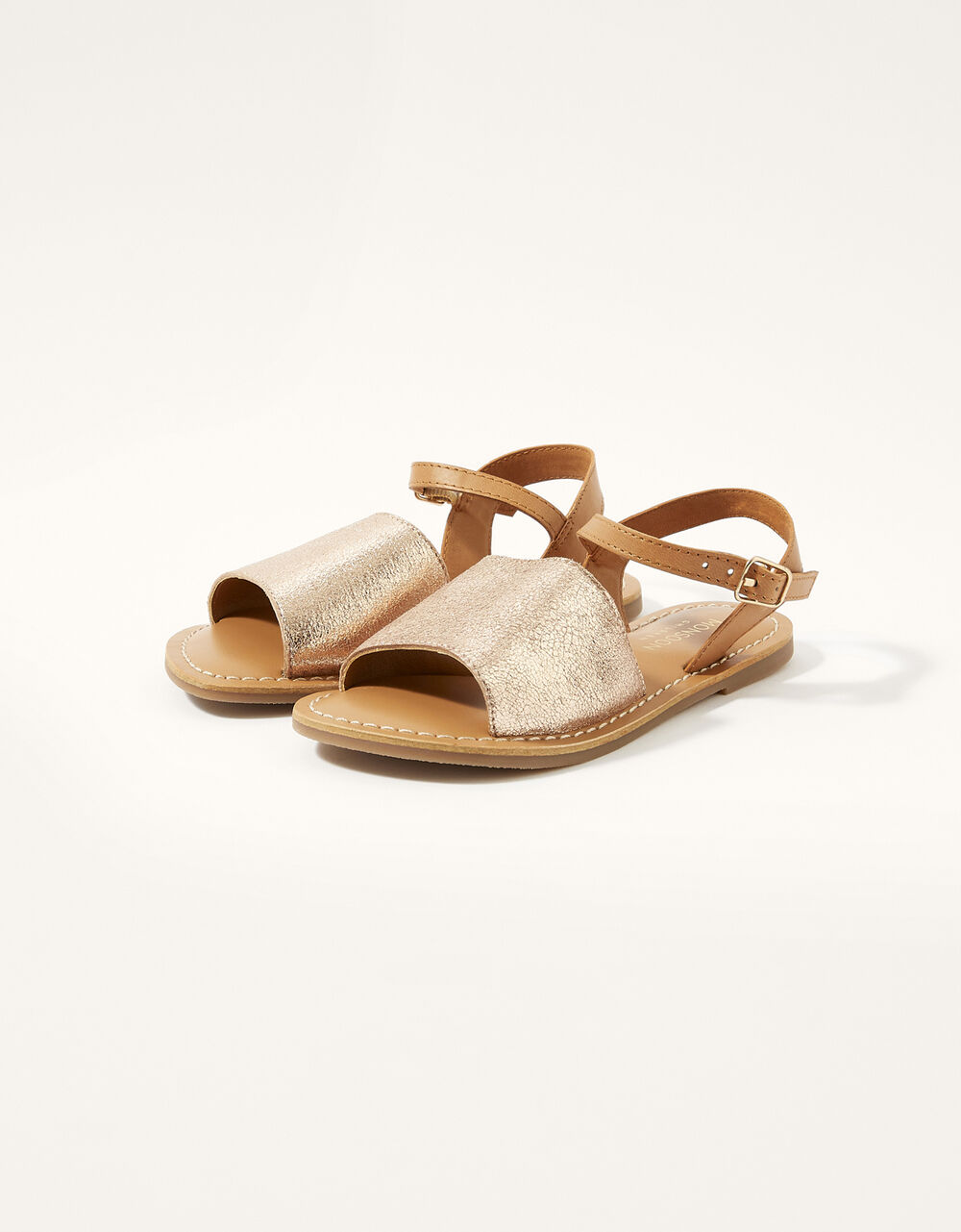 Children Children's Shoes & Sandals | Zeta Peep-Toe Leather Sandals Gold - VO15899