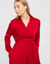 Felicity Satin Midi Dress, Red (RED), large