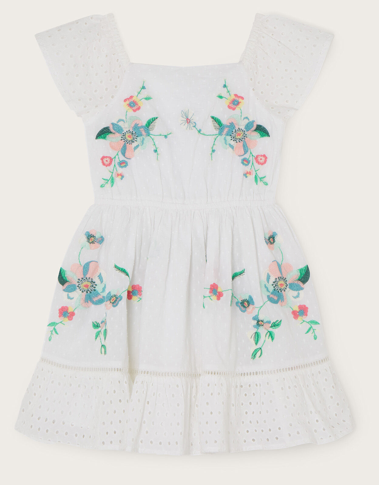 Girls white embroidered sales dress